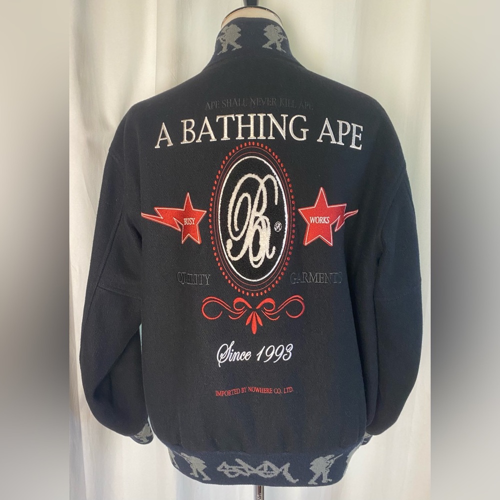 Vintage A Bathing Ape Bape Stash Varsity Bomber Embroidered Jacket 2005 XL Rare